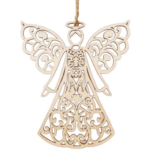 Wooden Angel Christmas Ornaments Rustic Angel Hanging Ornament with Hollow Design for Winter Xmas