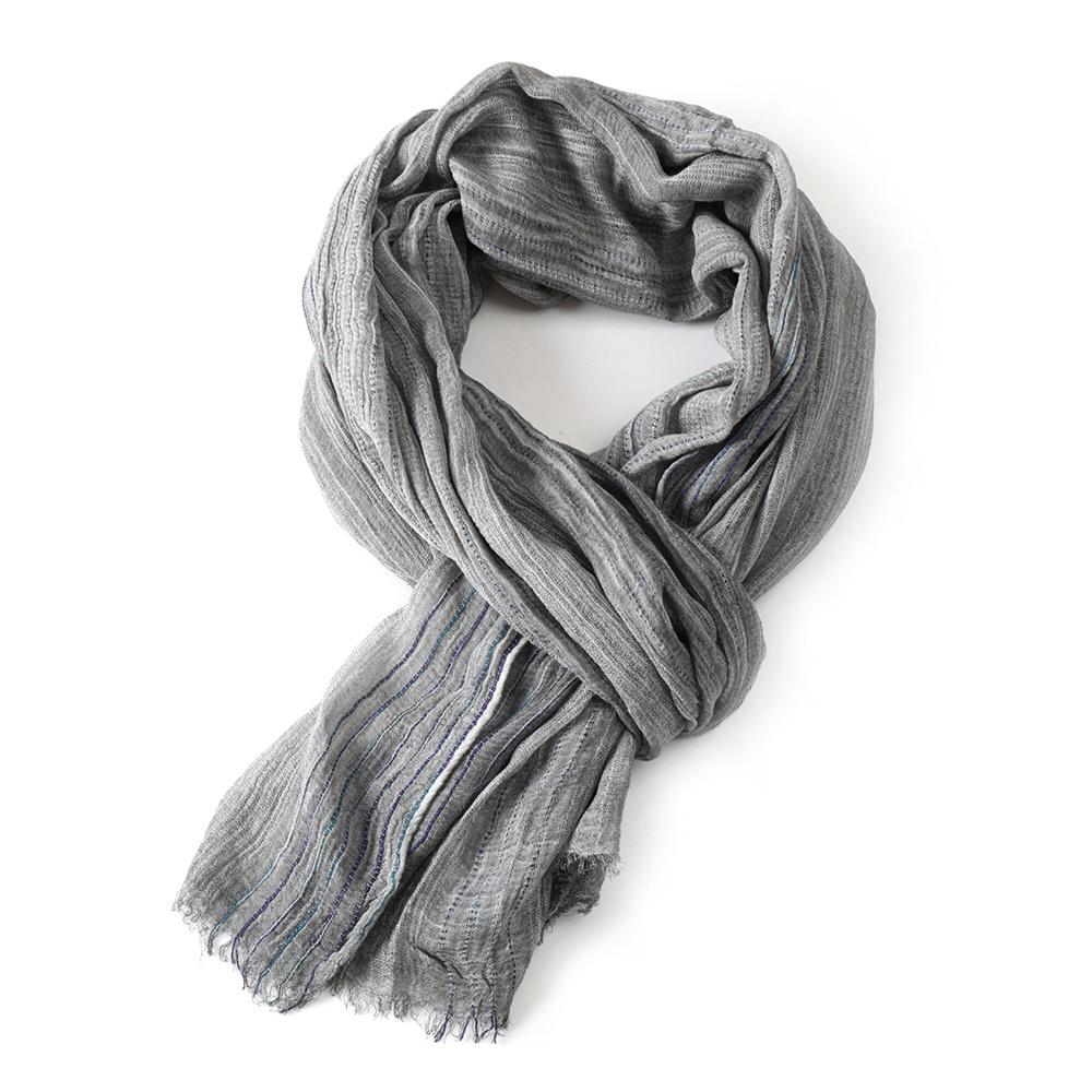 Хлопково-льняные мужские шарфы в полоску Осень Зима Черный Темно-синий Теплый мужской шарф Мужские аксессуары Короткая бахрома Bufanda Шаль