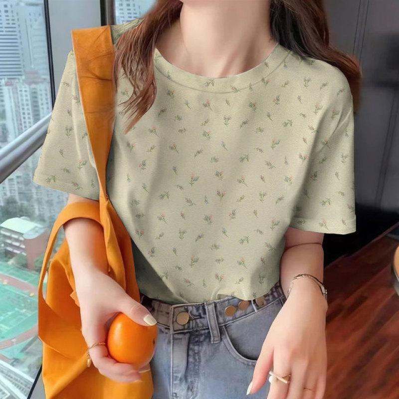 Summer Women's Clothing New T-shirt Loose Breathable Short Sleeve Elegant Top Fashion Round Neck Clothing Women's T-shirt
