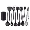 Черный силиконовый набор кухонных принадлежностей с антипригарным покрытием, инструменты для выпечки, кухонные принадлежности, лопатка, ложка, щипцы для еды, кухонный набор