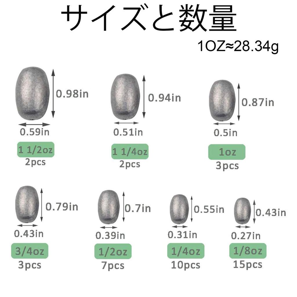 Fishing Weights and Sinkers Saltwater Lead Olive Texas Bullet Weight 7 42 Set, Sinkers, Casting, Rig, Tool, Sizes, Pieces, 3.5g-42.5g