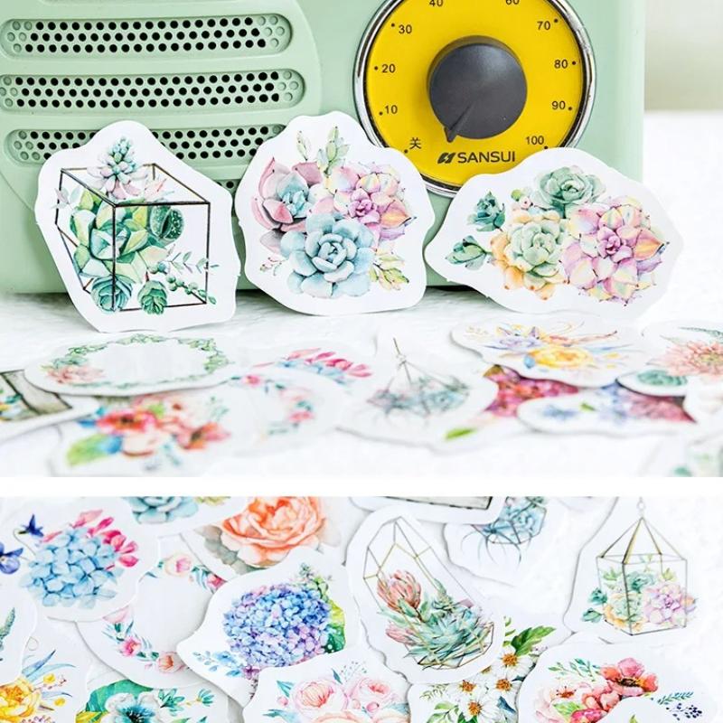 46 шт./уп. Каваи Японский Декорасьон Наклейки Цветы Скрапбукинг Хлопья Журнал Милый Дневник Канцелярские товары Школьные принадлежности