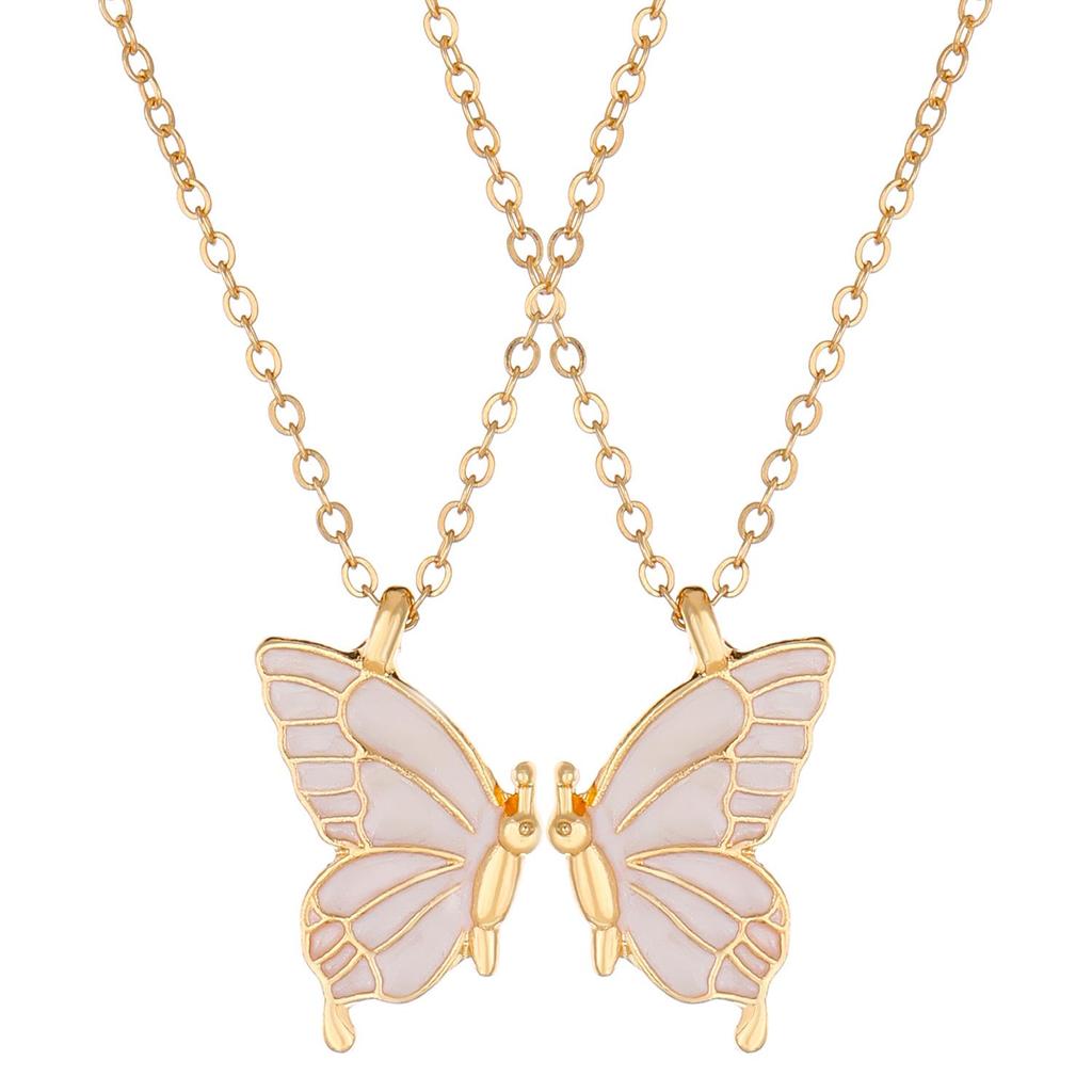 Креативное ожерелье с двойной бабочкой и каплей масла, подарочный набор «Дружба»