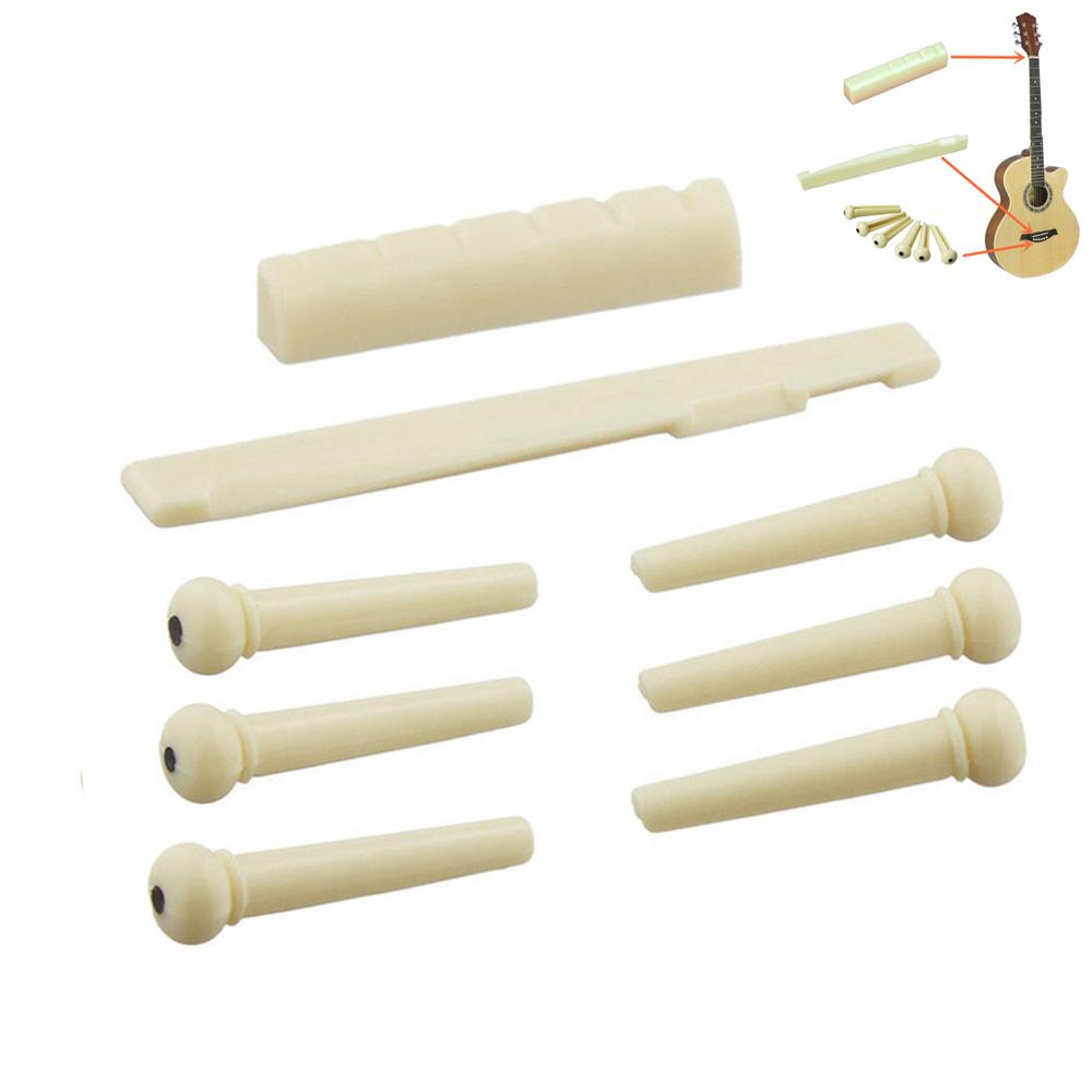 Professional Universal Bridge Pins & Nut & Saddle Acoustic Guitar Parts Plastic Easy To Install