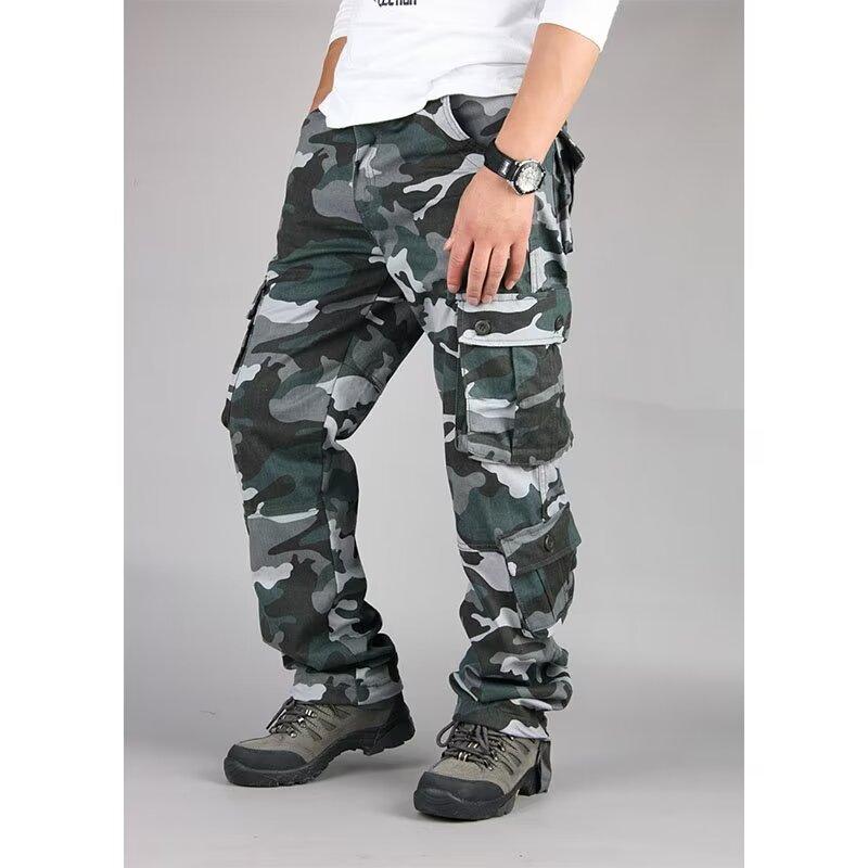 Мужские камуфляжные повседневные брюки, свободные брюки большого размера с несколькими карманами, брюки для стройплощадки, рабочие брюки, тактические брюки
