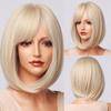 Women Ladies Blonde White Bobo  Synthetic Hair Wigs