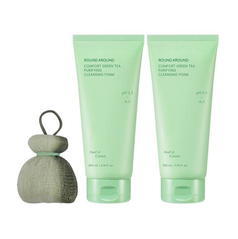 Round Around Comfort Green Tea Mildly Acidic Cleansing Foam 200ml Double Limited Edition