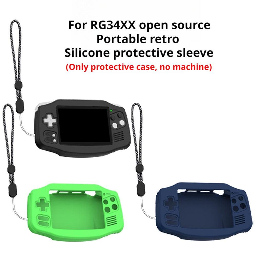 Силиконовый защитный чехол для игровой консоли ANBERNIC RG34XX, чехол с защитой от падений, простая сплошная защитная оболочка с ремешком