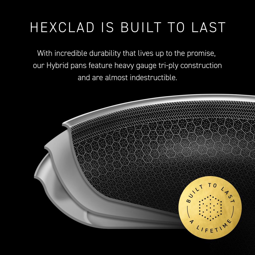 HexClad Гибридная вок-сковорода Безопасная Прямые продажи Гарантия Антипригарное покрытие [26см] [Антипригарное покрытие] Индукционная плита/Духовка/Посудомоечная машина (Только производитель, Включено) [HexClad]
