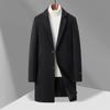 Осенне-зимнее мужское пальто, шерстяное пальто-тренч для молодежи и среднего возраста, однотонное шерстяное пальто средней и длинной длины, мужское пальто