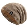 New Unisex Slouchy Winter Hats Add Fur Lined Men And Women Warm Beanie Cap Casual Label Decor Winter Knitted Hats