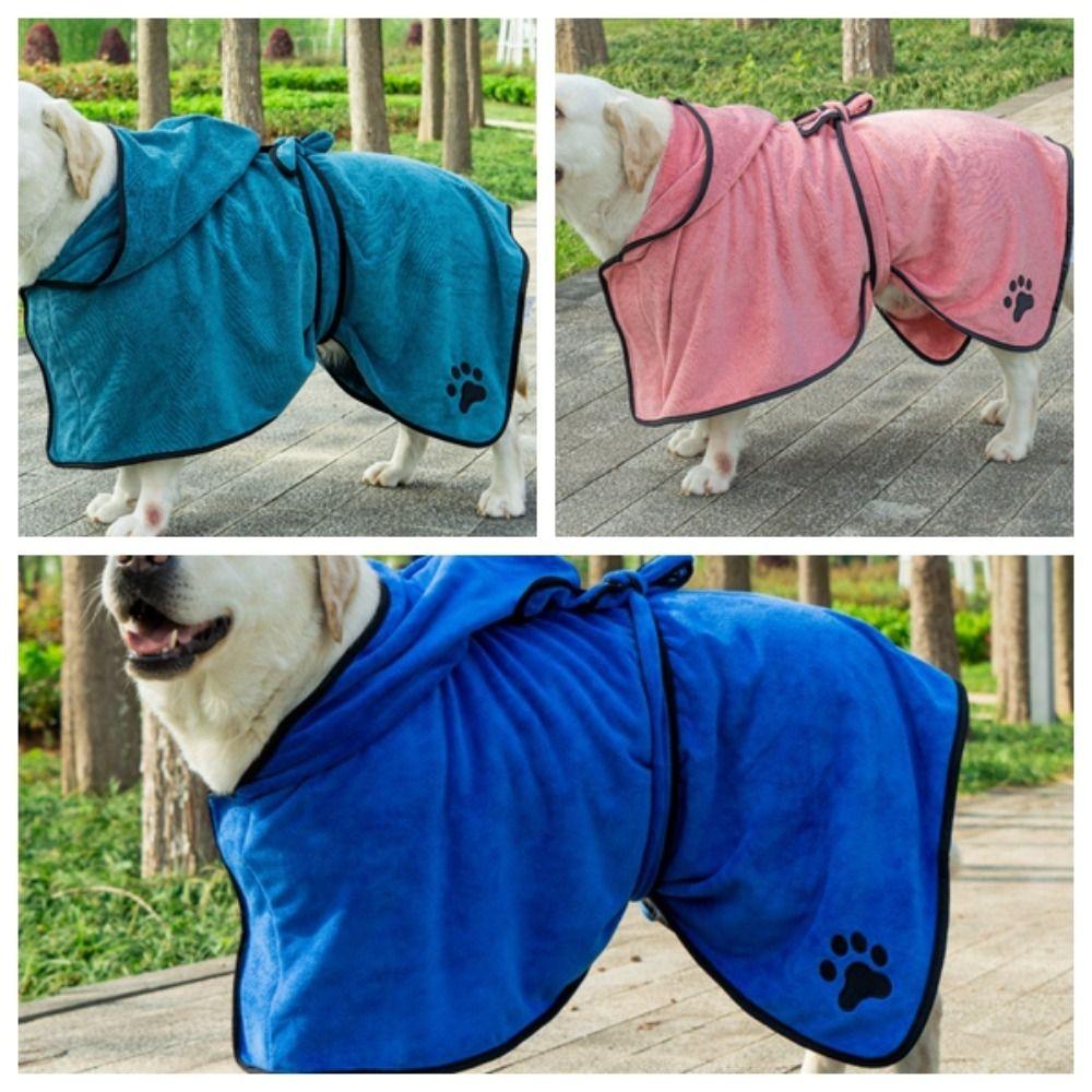 High Absorbency Dog Bathrobe Hooded Quick Drying Towel Dog Bath Towels  for Cleaning Grooming