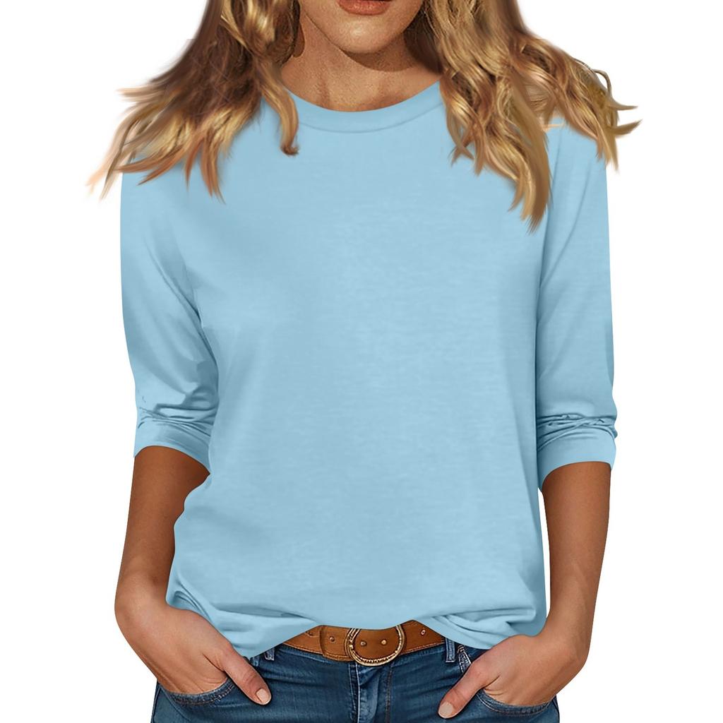 Женская бархатная рубашка с круглым вырезом и рукавом 3/4, верхняя одежда