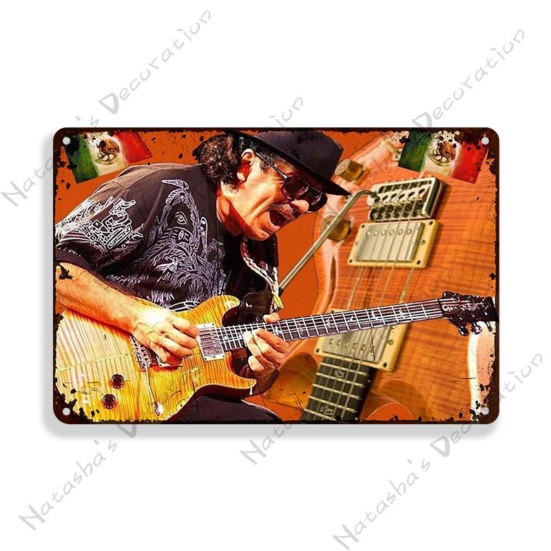 Santana Винтажный Постер Музыка Металлическая Жестяная Табличка Рок-Группа Металлическая Табличка Декоративная Табличка Бар Паб Гараж Металлическая Пластина Ретро Металлическая Табличка