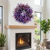Plastic Artificial Lavender Wreath Simulated Plant Lifelike Door Hanging Wreath Faux Flowers Handmade Front Gate Wreath