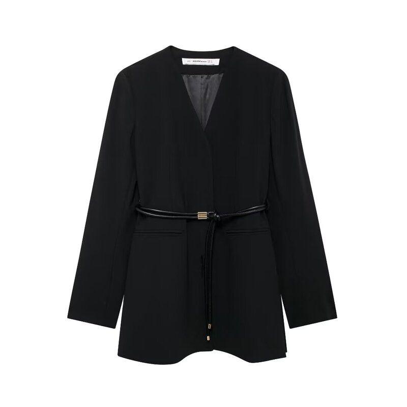 Fashion Style 2024 Fall and Winter New Women's Clothing with Belt Long Sleeves Casual Suit Jacket Pants 8941178