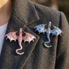 Zinc Zinc Zinc Alloy Crystal Wing Dragon Pin Colorful Rhinestone Animal Dragon Brooch  Daily Wear