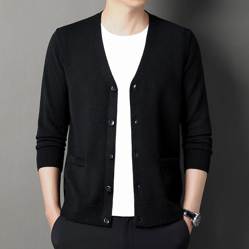 Autumn New V-neck Cardigan Men's Loose Casual Sweater Outer Sweater Men's Spring and Autumn Quality Sweater Jacket