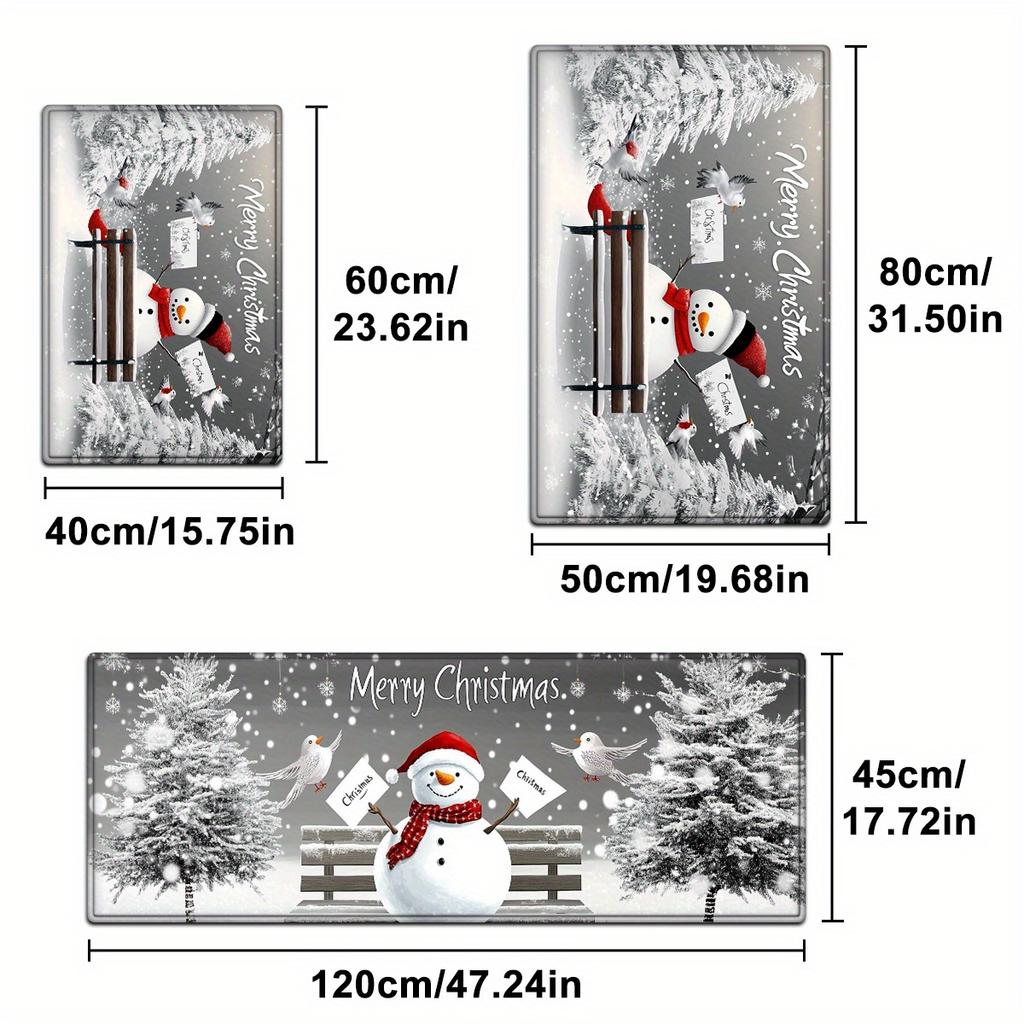 Christmas Kitchen Runner Set Non Slip Washable Candy Cane Gingerbread Text Floor Mats Xmas Holiday Rug for Rustic