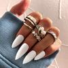 iF ME Punk Vintage Silver Color Poker Billiards Ring Set for Women Gothic Heart Anillos Hip Hop Y2k Korean Fashion Male Gift Jewelry