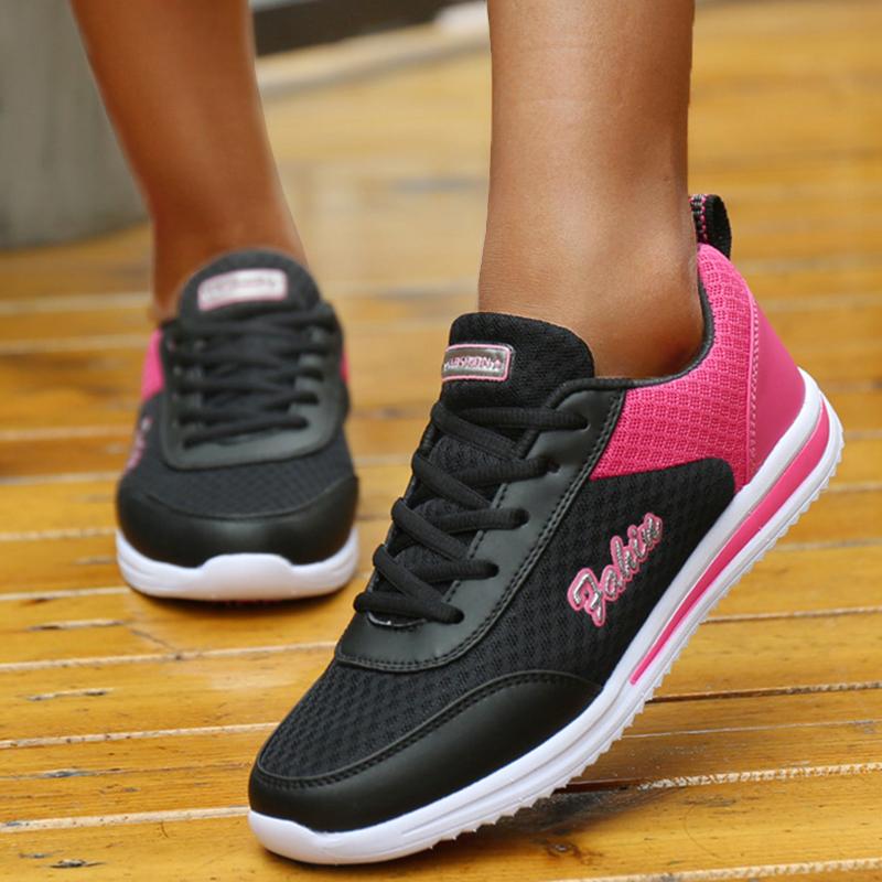 Fashion Breathable Sneakers For Women 2024 New Fashion Solid Color Soft Women Sneakers Mesh Fabric Lace Up Woman Shoes Female Footwear