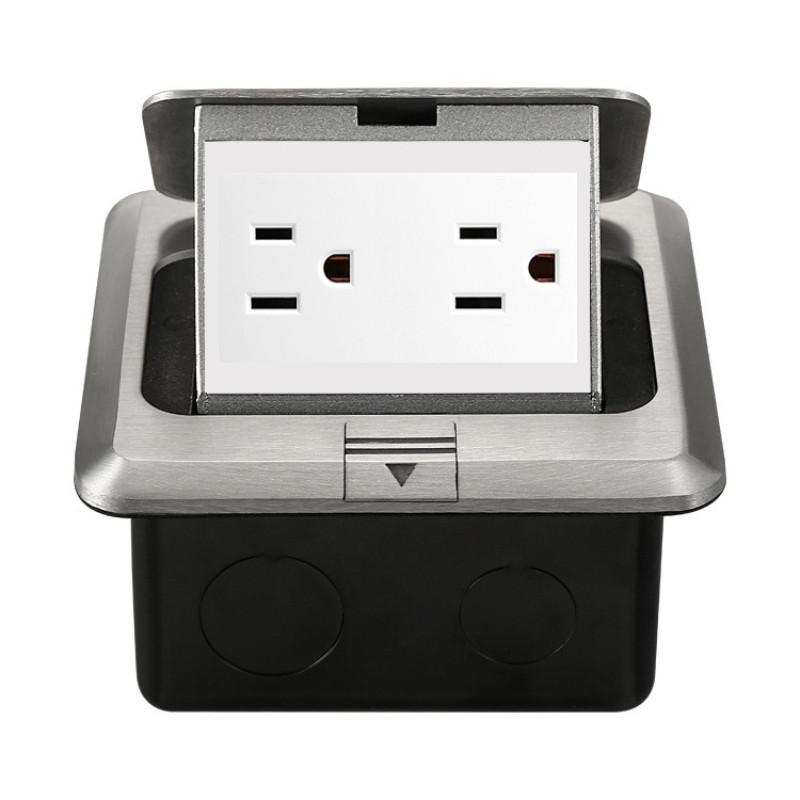 Damping Pop-up Floor Socket Square Style Network Computer Ground Plug Factory Aluminum Alloy Waterproof Ground Socket