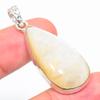 Natural Rainbow Moonstone Gemstone 925 Sterling Silver Pendant 1.85" L9u63