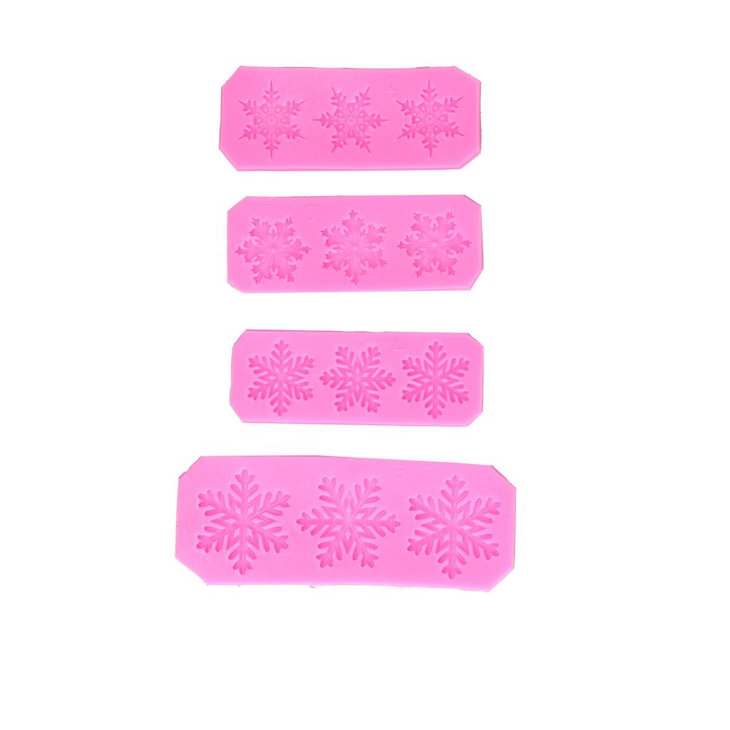 5Pcs Snowflake Molds No Viscous Design 5 Different Shapes Flexible Easily Use Clean Snow Silicone Mold for DIY