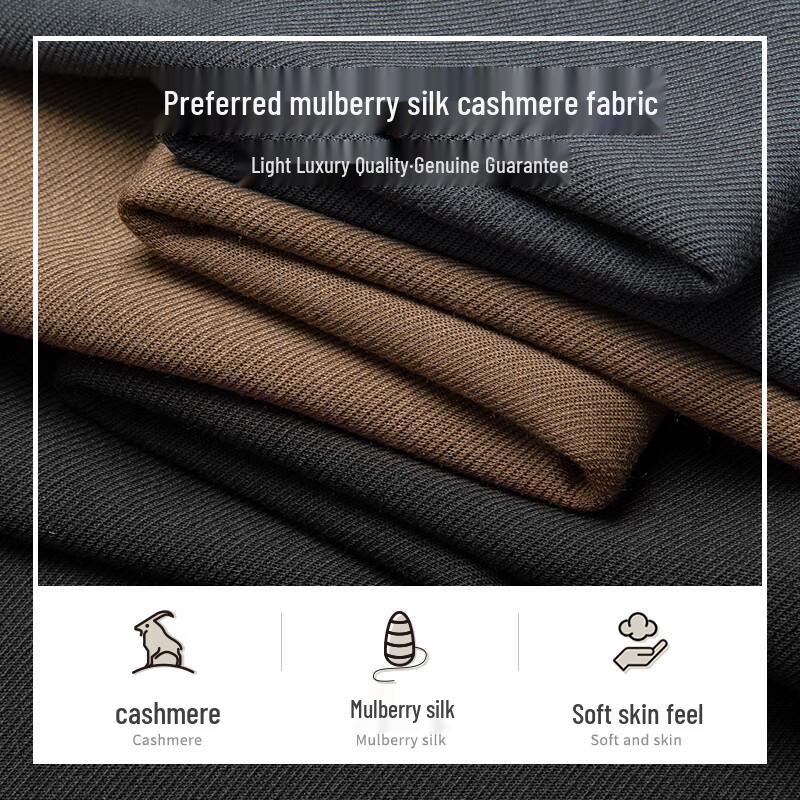 MONTAGUT Men's Luxury Cashmere Blend Long Sleeve Knit Shirt