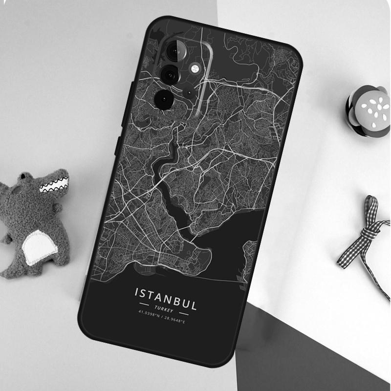Ins Travel Country Sketch City Map For Samsung Galaxy A53 A33 A13 A54 A34 A14 A55 A35 A15 A05 A06 A16 A22 A32 A52 Phone Case