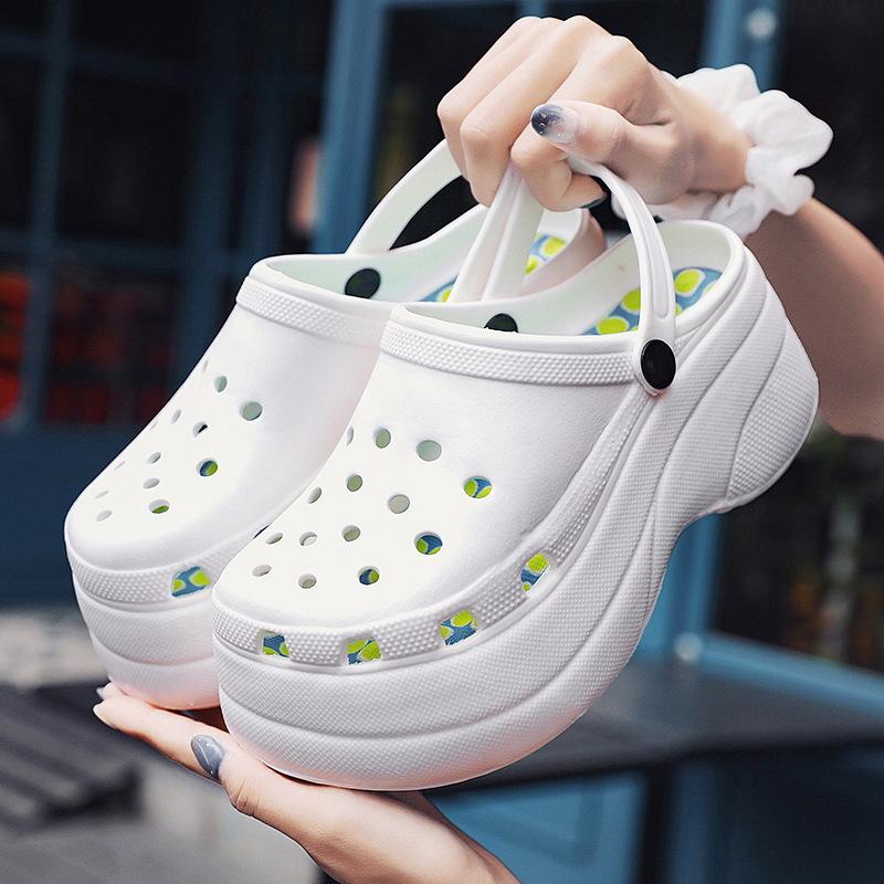 Мода hot6Hot Популярные леопардовые туфли Serpentine Small Hole Женские босоножки на высоком каблуке Милые тапочки на платформе Летняя женская повседневная обувь