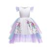 Kids Rainbow Unicorn Dress with Long Tails Party Dress for Girl Princess Costume Lol Ball Gown Baby Girls Pony Dress
