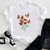 (Asian Size) Tee Top Clothing Butterfly Flower 90s Cute Casual Short Sleeve Fashion Tshirt Women Print Lady Female Graphic T-shirt