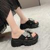 Fashion Hot Sale Shoes for Women 2024 New Luxurious Women's Crystal Slippers Heightened Thick Sole Summer Fashion Female Slides Zapatos