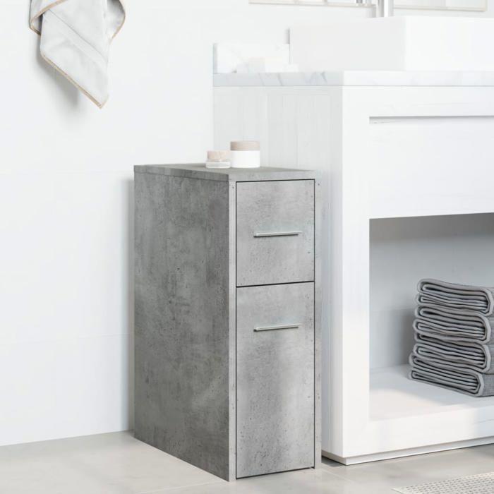 VidaXL Armoire de salle de bain étroite avec roulettes gris béton, armoire de salle de bain haute, rangement de salle de 855280