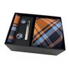 Men'S Striped Flower Plaid Tie Square Towel Cuffs Tie Clip Gift Box Set Business Casual Tie Black