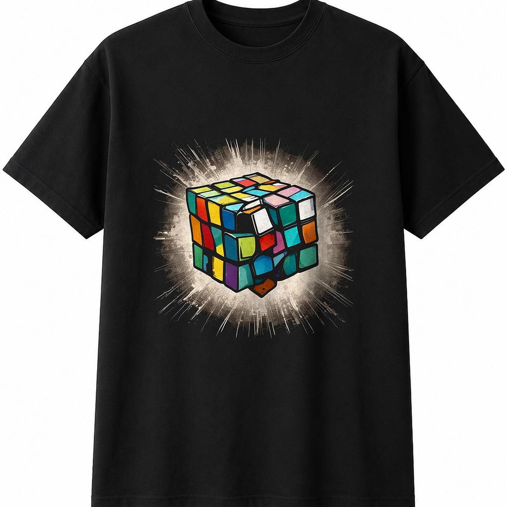 Rubik Cube Paper Retro Y2K Mens Womens T-Shirt Unisex Novelty Gift Tee Funny