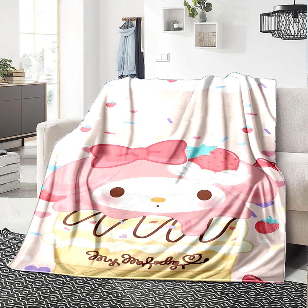 1pc My Melody Strawberry blanket Lightweight Flannel Throw for Sofa Bed Travel Camping Livingroom1196L