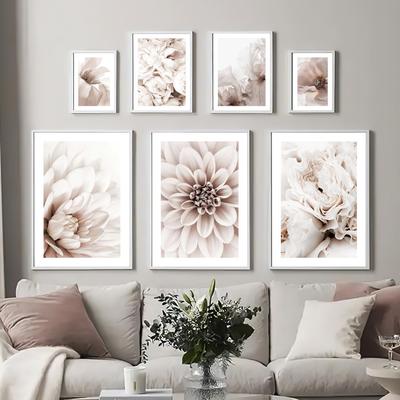 Розовый Блум Пион Роза Георгин Ирис Магнолия Цветок Стены Искусства Принт Холст Картины Скандинавский Плакат Декор Фотографии Для Гостиной