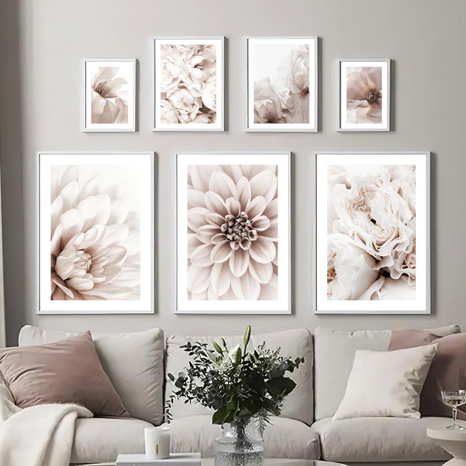 Розовый Блум Пион Роза Георгин Ирис Магнолия Цветок Стены Искусства Принт Холст Картины Скандинавский Плакат Декор Фотографии Для Гостиной