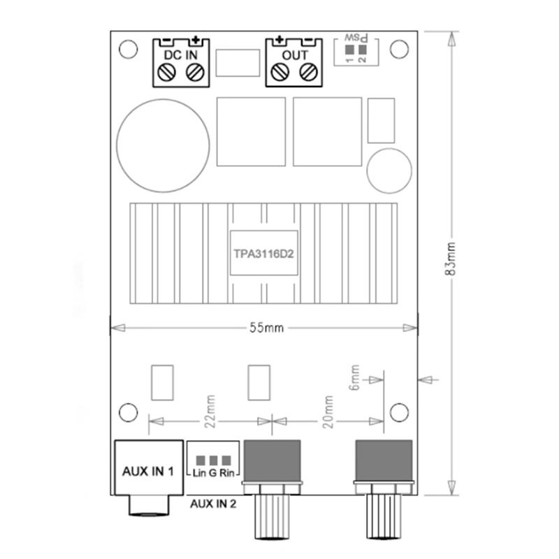 Усилитель сабвуфера TPA3116D2 Плата усилителя мощности цифрового аудио DC 12-24V моно для домашнего аудио автомобильных динамиков DIY