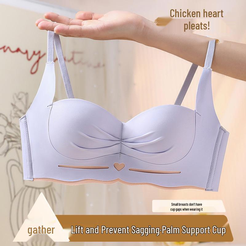 Cartoon Chest Uplift Wire-Free Seamless Half Cup Padded Bra for Small Busts