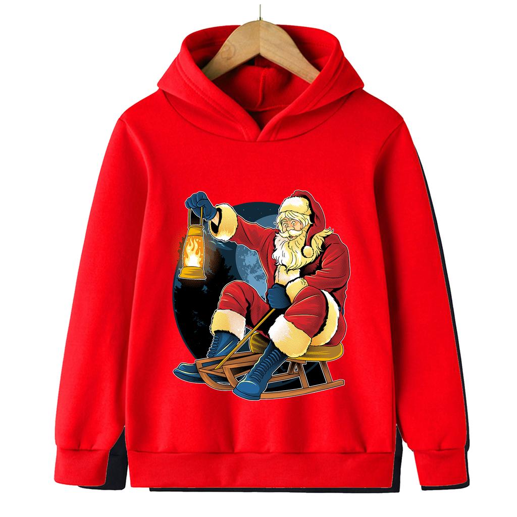 Рождественский свитшот 2026 Прочный Смешной Санта Клаус Детский свитшот Худи для мальчиков и девочек Спортивный топ Счастливого Рождества
