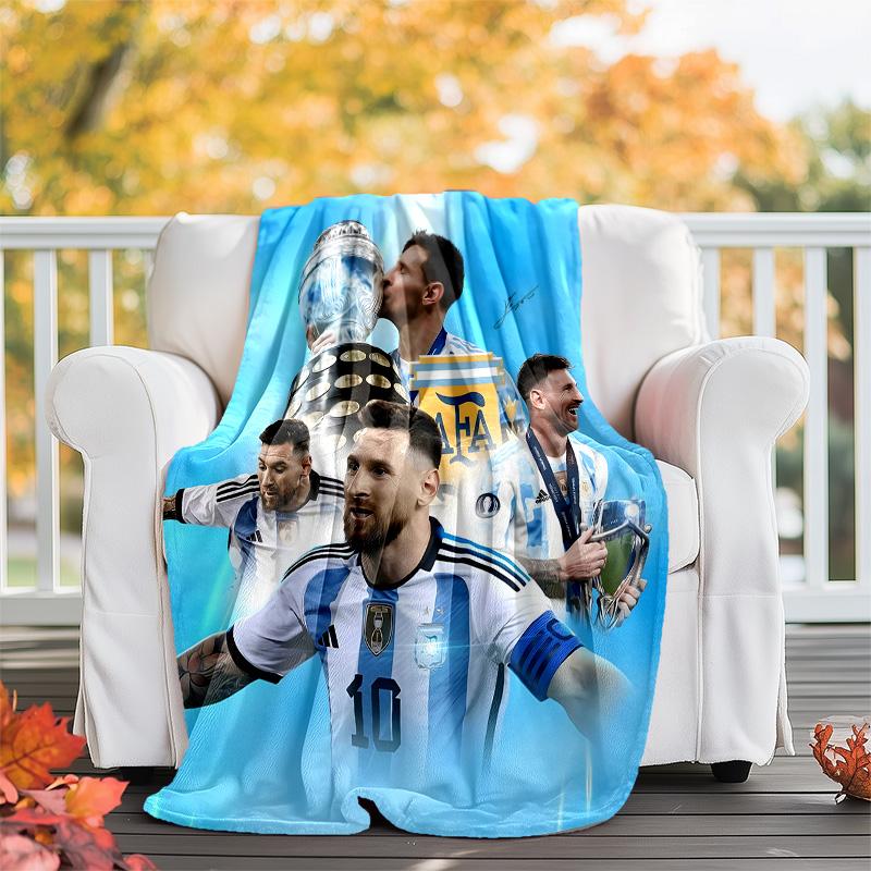 1pc M-Messi1 Theme Blanket - Digital Print, Polyester, Cozy for All Seasons, Perfect for Outdoor, and Travel