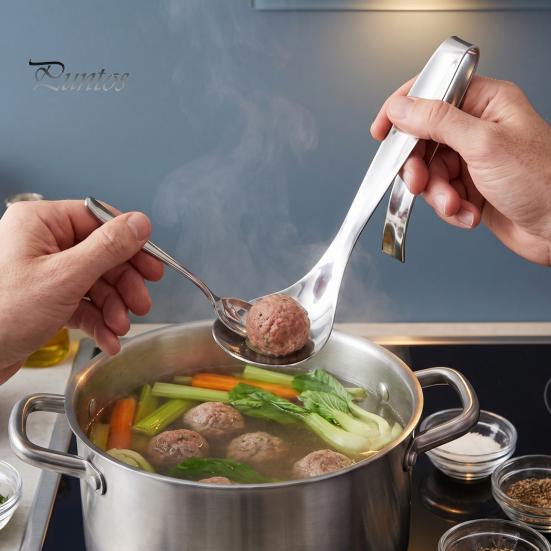 Кухонные Инструменты для Готовки 1/2 шт. Ложка-формовка для Фрикаделек из Нержавеющей Стали, Совок для Формовки с Антипригарным Отверстием, Длинная Ручка Ручной работы для Шариков из Креветок и Овощей