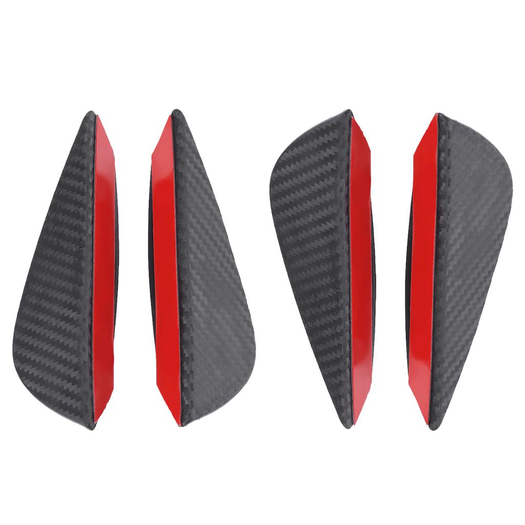 4Pcs Universal ABS Carbon Fiber Car Front Bumper Fins Lip Spoiler Canards Trim Kit