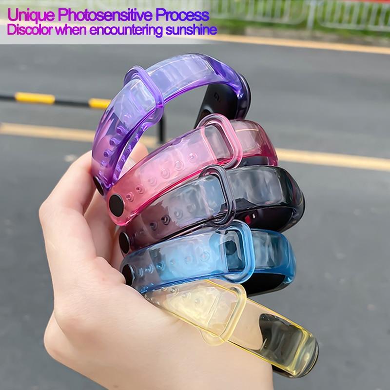 Ремешок для изменения цвета для Xiaomi Mi Band 7 6 5 4 3, прозрачный светильник с браслетом для Xiaomi Mi Band 6 5 4 3, сменный цветной ремешок на запястье для MI 7 6 5