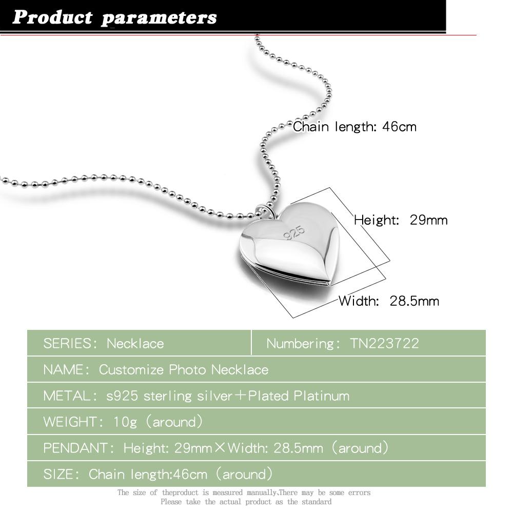New Women's 925 Sterling Silver Necklace Classic Heart Photo Box Pendant Customizable Photo Anniversary Jewelry Gift Bijoux