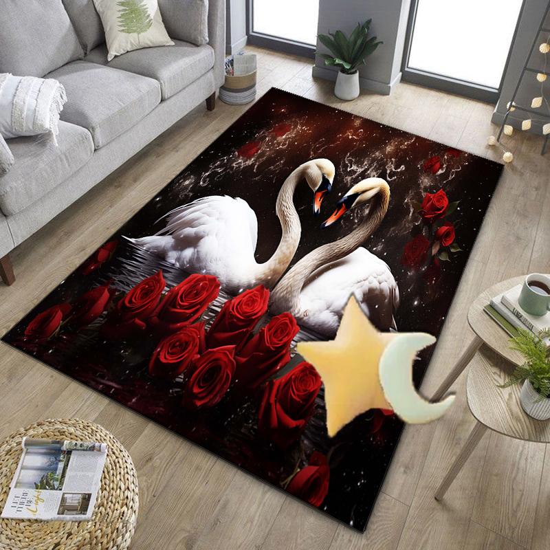 Swan And Lotus Fantasy Office Rug Chair Mat, Entryway Carpet, Suitable for Front Door, Bedroom, Living Room, Desk, Holiday Gift