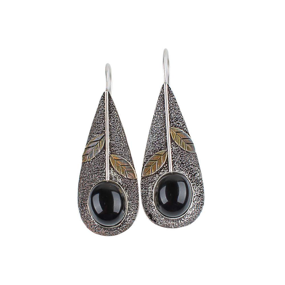 Драгоценный камень Черный Турмалин Ювелирные изделия из серебра 925 пробы Серьги ручной работы 2,00" EE-72-24